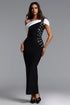 Talasa Chic Contour Rhinestone Contrast Bandage Maxi Dress
