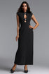 Josefina Chic Contour Sleeveless Cut Out Metal Button Maxi Dress