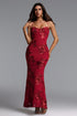 Ririe Romantic Contour Strapless Floral Applique Knit Maxi Dress