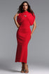Tessy Chic Tailored High Neck Ruched Maxi Dress