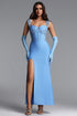 Nellie Glamorous Contour Rhinestone High Slit Bandage Maxi Dress