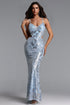 Makayah Elegant Contour Halter Cut Out Sequin Pattern Maxi Dress