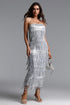 Harriet Chic Contour Strapless Fringe Maxi Dress