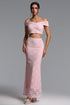 Isabeau Romantic Contour Off Shoulder Cut Out Ruched Lace Top and Skirt Set