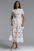 Keve Resort Flowy Short Sleeve Floral Lace Midi Dress