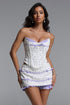 Uama Romantic Cinched Sleeveless Boning Bow Floral Print Woven Top and Skirt Two Piece Set
