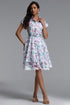torill Resort Cinched Short Sleeve Floral Print Lace Mini Dress