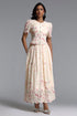 Ignacia Romantic Flowy Short Sleeve Floral Print Embroidered Woven Top and Skirt Two Piece Set