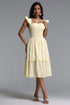 Mila Resort Flowy Sleeveless Ruffle Ruched Woven Midi Dress