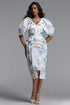 Wezal Chic Tailored Floral Print Stripe Woven Midi Dress