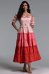 Weirdo Resort Flowy Off Shoulder Short Sleeve Ruffle Woven Maxi Dress