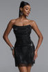 Tine Chic Contour Strapless Sequin Fishnet Mini Dress