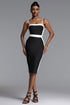 Erise Classic Contour Sleeveless Contrast Bandage Midi Dress