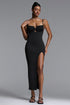 Kiwis Chic Contour Cut Out High Slit Knit Maxi Dress