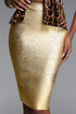 Peggie Golden Metallic Bandage Midi Skirt