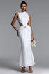 Rui Elegant Contour High Neck Sleeveless Cut Out Knit Maxi Dress