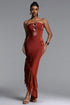 Roche Chic Contour Strapless Cut Out Ruffle Maxi Dress