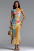 Hilia Resort Contour Sleeveless Print Mesh Maxi Dress