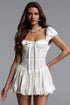 Huresa Chic Tailored Short Sleeve Bow Woven Mini Dress