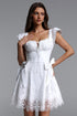 Henrietta Resort Flowy Short Sleeve Bow Ruched Woven Mini Dress