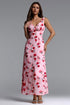 Niaca Elegant Cinched V Neck Floral Print Woven Maxi Dress