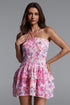 Dolcie Resort Cinched Sleeveless Floral Print Woven Mini Dress