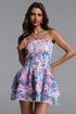 Dolcie Resort Cinched Sleeveless Floral Print Woven Mini Dress