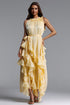 Dazie Resort Flowy Sleeveless Ruffle Organza Maxi Dress