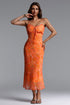 Ienee Resort Contour Sleeveless Ruffle Floral Print Woven Maxi Dress