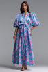 Vandra Resort Flowy Puff Sleeve Floral Print Organza Maxi Dress