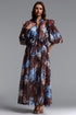 Vandra Resort Flowy Puff Sleeve Floral Print Organza Maxi Dress