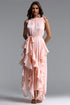 Dazie Resort Flowy Sleeveless Ruffle Organza Maxi Dress