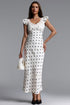 Skyler Classic Tailored Sleeveless Polka Dot Satin Maxi Dress
