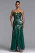 Sally Glamorous Contour Strapless Sequin Green Maxi Dress