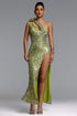 Okani Glamorous Contour One Shoulder Cut Out Sequin Maxi Dress