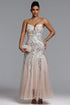 Sally Glamorous Contour Strapless Sequin Beige Maxi Dress