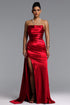 Flavia Romantic Tailored Strapless Pleated Satin Maxi Dress