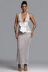 Kaxani Romantic Contour Pearl Chain Maxi Dress