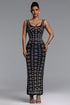 Lisa Chic Contour Crystal Bandage Maxi Dress