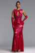 Vienna Glamorous Contour Cut Out Bow Detail Pearl Sequin Maxi Dress