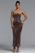 Wyatt Chic Contour Strapless Rhinestone Maxi Dress