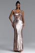 Willi Glamorous Contour V Neck Cut Out Sequin Maxi Dress