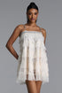 Iana Romantic Flowy Tiered Ruffle Sequin Fringe Rhinestone Mini Dress