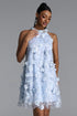 Juniper Elegant Tailored Halter Floral Sequin Midi Dress
