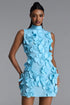 Uana Elegant Contour Sleeveless Floral Mini Dress