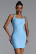 Easton Classic Contour Halter Stripe Bandage Blue Maxi Dress