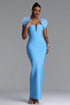 Wilma Elegant Contour Deep V Floral Bandage Maxi Dress