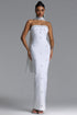 Marina Glamorous Contour Strapless Rhinestone Bandage White Maxi Dress