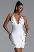 Margaret Chic Contour V Neck Floral Bandage Mini Dress