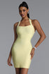 Easton Classic Contour Halter Stripe Bandage Yellow Maxi Dress